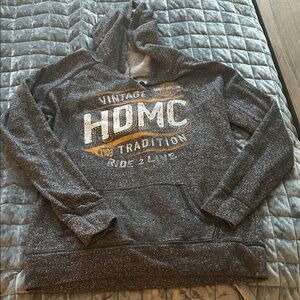 Harley-Davidson Charcoal Hoodie with White and Orange Details